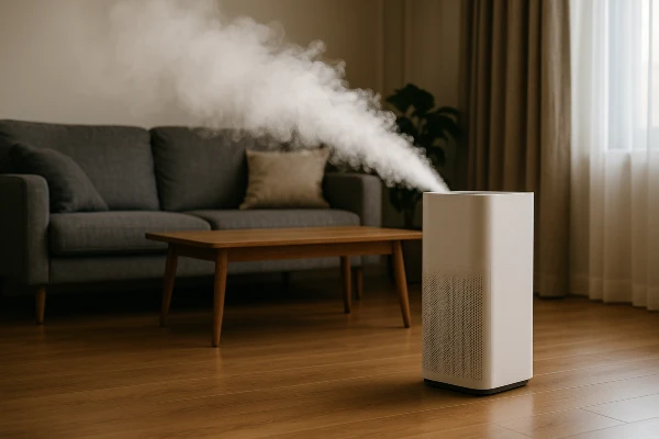 a fog meter device in the living room of a house from Leander Air Conditioning Repair in Leander, TX - Heating And Cooling Contractors Near Me