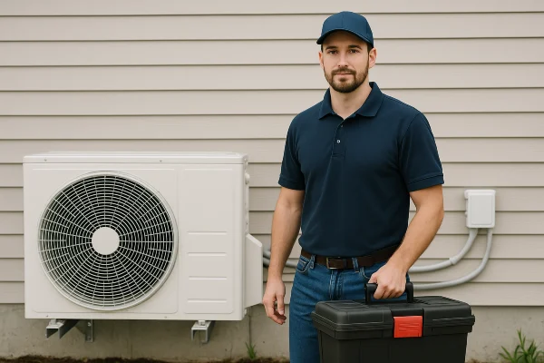 a male hvac technician looking straight at the camera from Leander Air Conditioning Repair in Leander, TX - Hvac Technician 